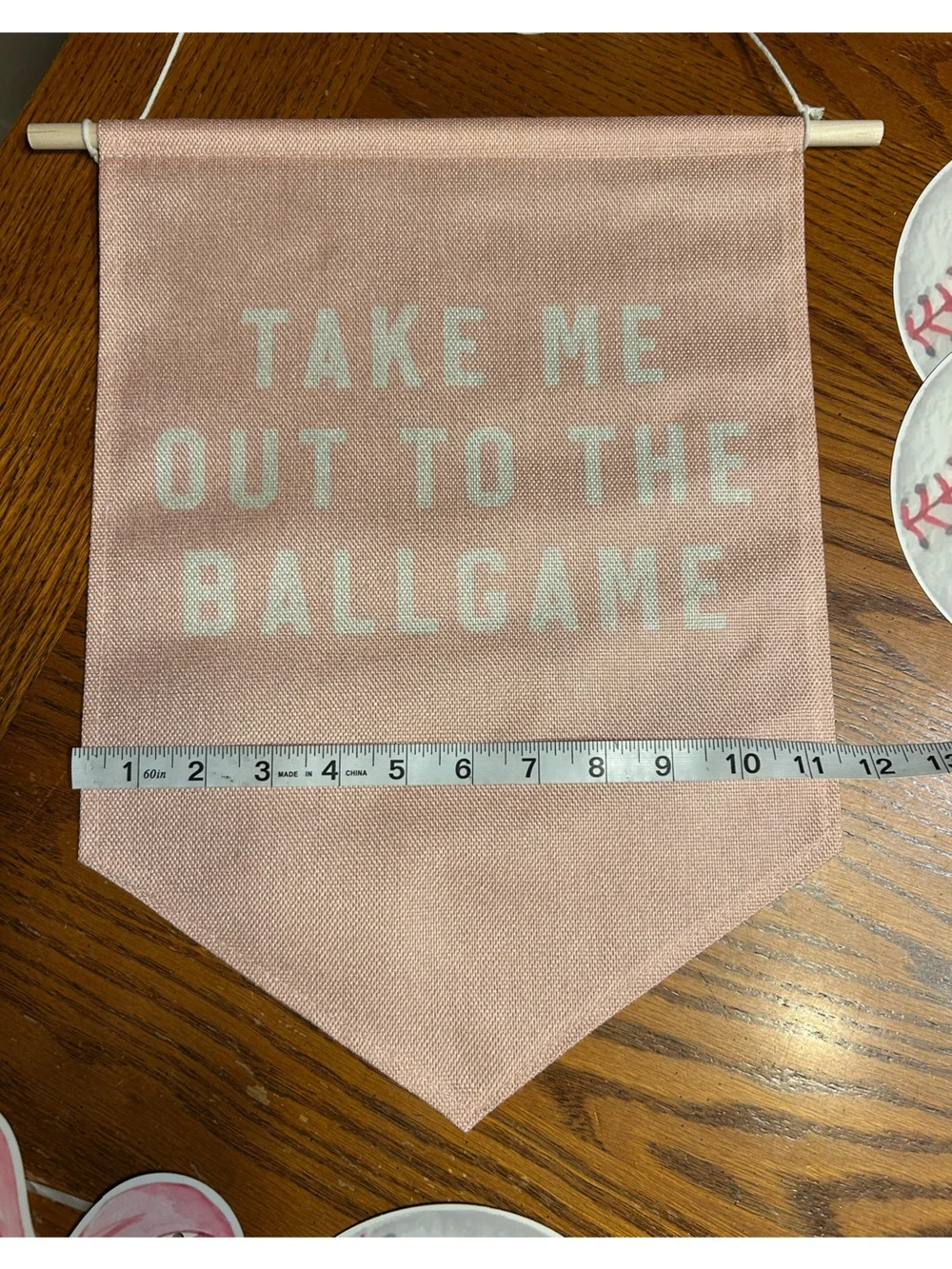 Pink Baseball Garland Banner — 'Take Me Out to the Ballgame' Party Decoration